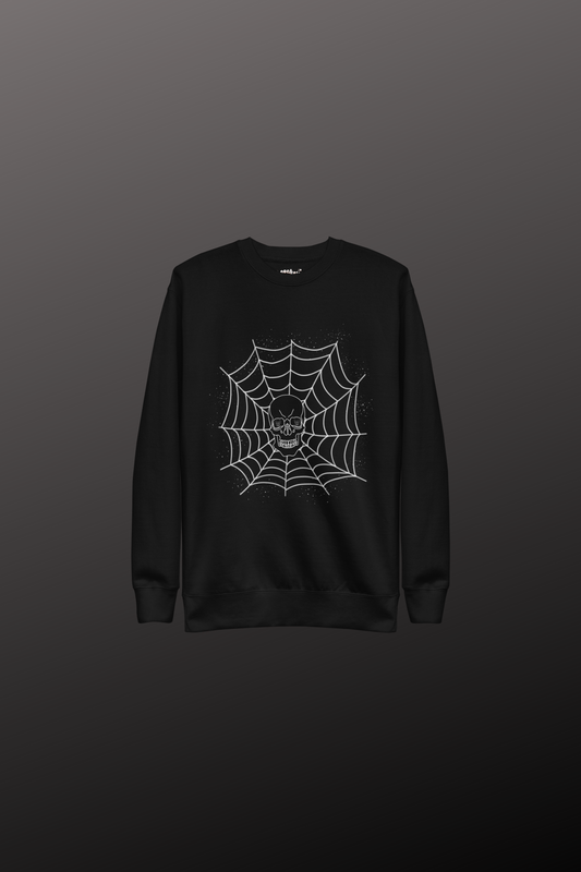 Spider Web Skull Crewneck Sweatshirt